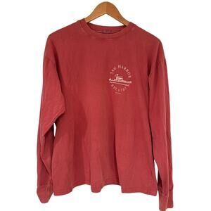 Sag Harbor Boat Graphic Long Sleeve Shirt Red Crewneck Italy John Galt One Size